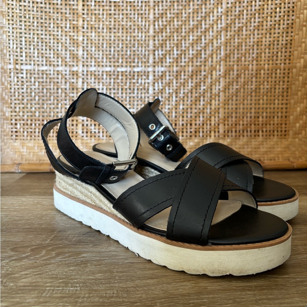 Marc Fisher Black and Cream Women's Sandals